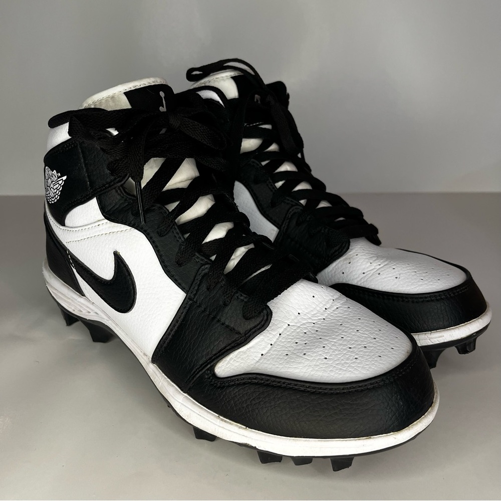 Jordan 1 Mid TD Men's Football Cleat FJ6805-100 Black and White Size 8